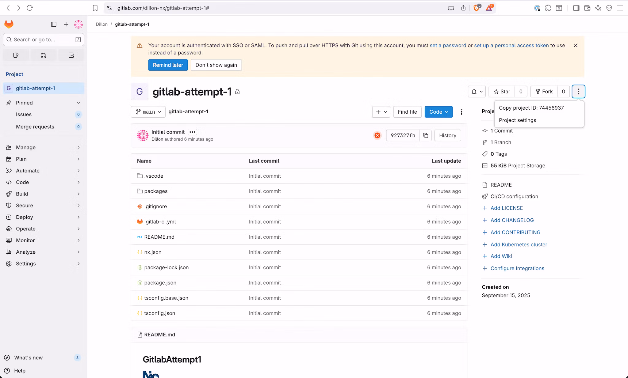 Locate Gitlab Project ID